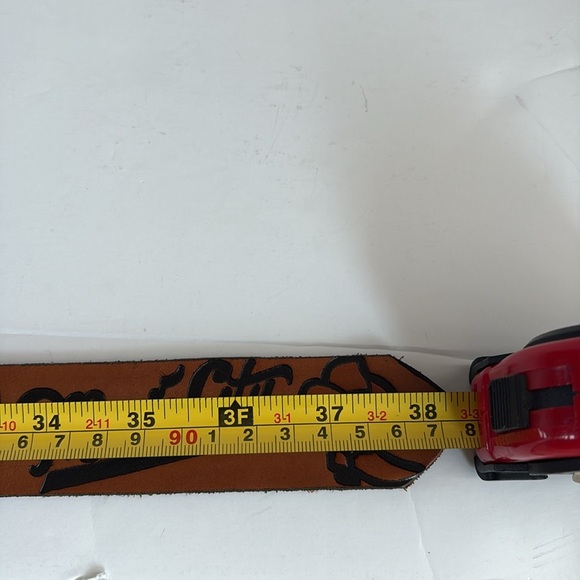 Brown leather Music City Nashville TN belt silver buckle boots cowboy guitar - Picture 15 of 15